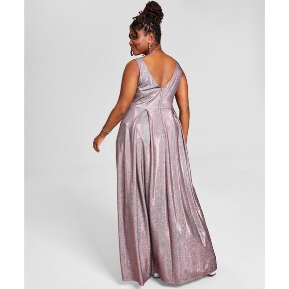 B Darlin Women's Metallic Prom Evening Dress Fuschia/Silver Plus Size 18W - Picture 4 of 4